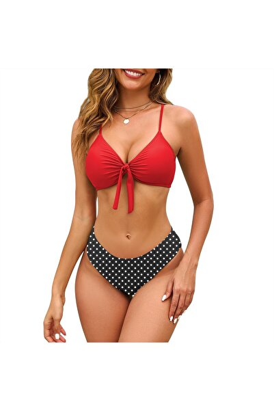 OEM Set bikini de damă push-up, talie înaltă, decolteu în V, uscare rapidă, e...