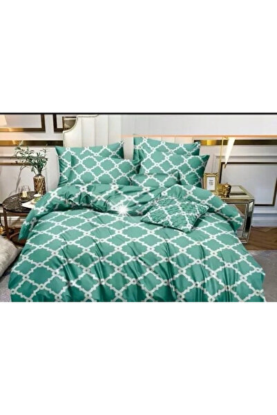 NO BRAND Set de lenjerie de pat 200X220 cm Bumbac satinat Verde - 4 piese