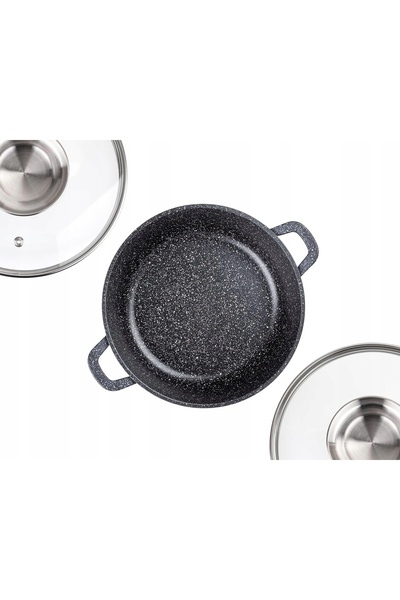 NO BRAND Set de vase de gătit din marmură 17 piese – Inducție, Gaz, Strat dur...