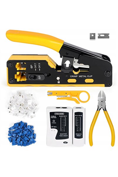 NO BRAND Trusă de instrumente de rețea RJ45, clește de sertizat, tester, dezi...