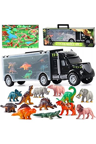 NO BRAND Camion Laweta cu Dinozauri, 6 Figurine, Organizator, Distracție Gara...