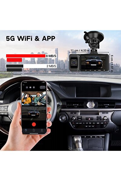 NO BRAND Cameră DVR auto Înregistrator video Înregistrator de condus 4K 5G WiFi