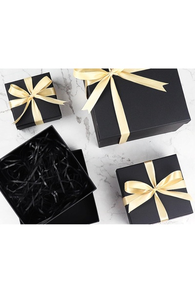 NO BRAND SET DE CUTII CADOU CU CAPAC, 4 DIMENSIUNI, NEGRE CU FUNĂ