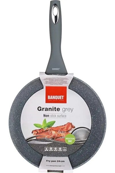 NO BRAND Tigaie antiaderentă din aluminiu, cu înveliș de granit, 24 cm, gri