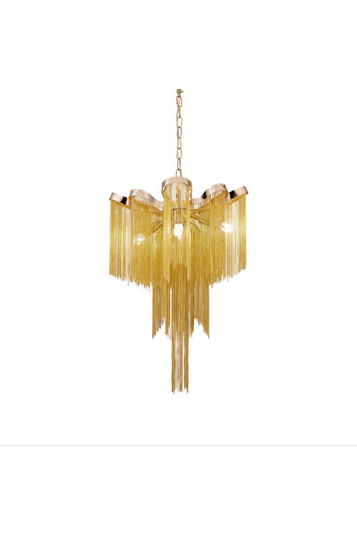 iTin Aurora Chandelier, 4x E14, Diameter 43 cm, Height 68 cm, Gold, Metal