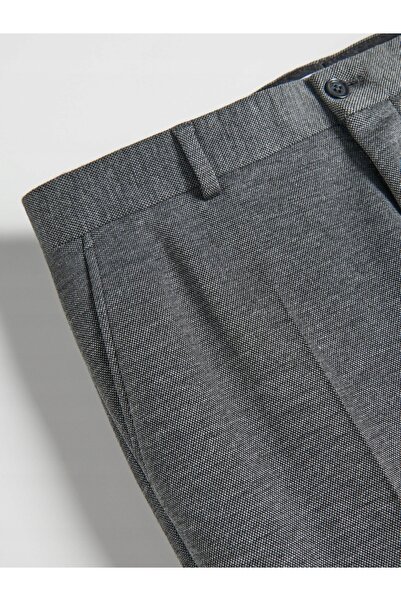 NO BRAND Pantaloni lungi clasici drepți gri cu detalii la buzunare 48