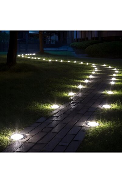 NO BRAND 12x lampă solară LED de grădină, tip disc, pentru sol, cu 8 LED-uri ...