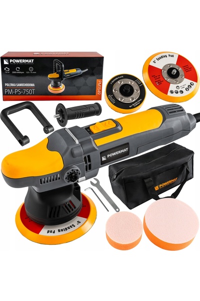 Powermat Mașină de lustruit auto cu acțiune duală, orbitală de 9mm, diametru ...