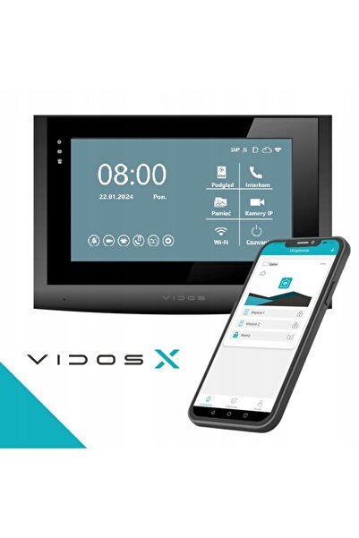 NO BRAND Monitor videointerfon Vidos 2Ip cu ecran tactil, Wi-Fi, Negru