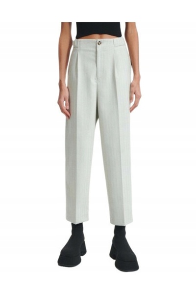 NO BRAND Pantaloni  "Cigarette " Simpli Clasic Gri Kant Talie Medie Reserve L