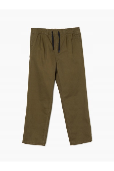 NO BRAND Pantaloni de bumbac verzi, drepți, cu manșetă la gleznă, 32