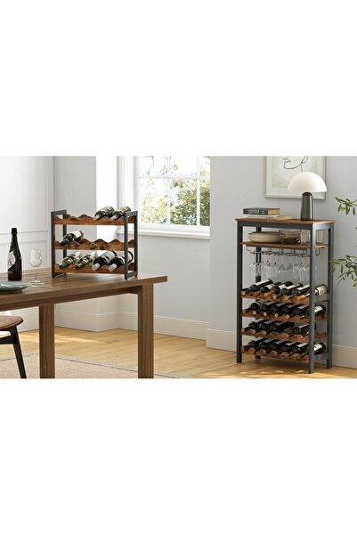NO BRAND Suport de vin din lemn, Rafturi pentru vin, Suport tip raft pentru s...