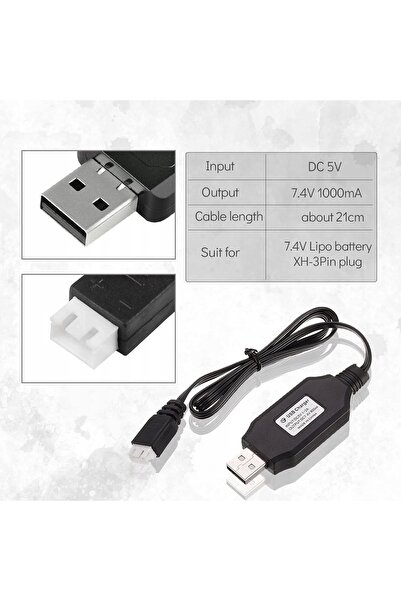 NO BRAND 2 bucăți cablu de încărcare USB 7.4V pentru dronă Syma X8C/X8G/Hubsa...