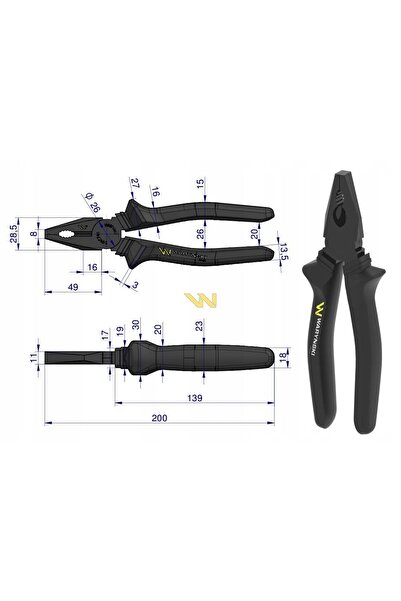 NO BRAND Clește universal combinat 200mm |   Stal Cr-V Waryński