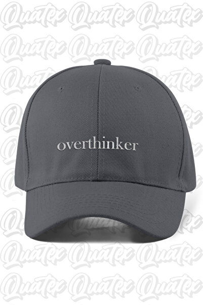 CapHub قبعة مطرزة من Overthinker - لون رمادي 100% قطن جبردين، قبعة موديل للجنسين