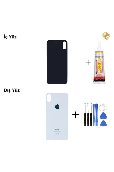 ARSKİNG iPhone XS Gümüş Arka Kapak Arka Cam Batarya Kapağı Lazer Kesim Kapak ...