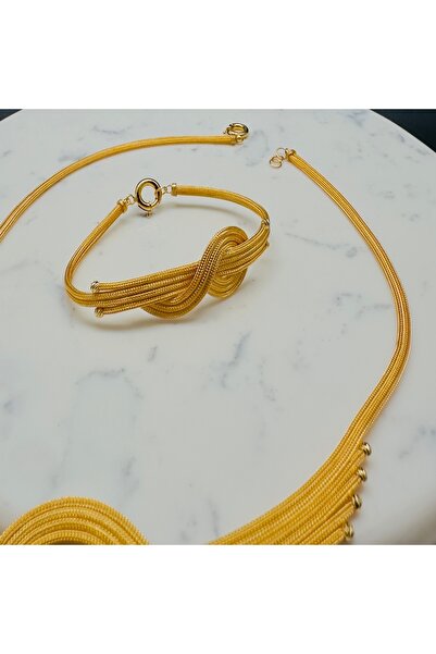 Adel Gold 14 Ayar Altın İtalyan Sarmal İlmek Motifli Hasır Bileklik 7.13 Gr