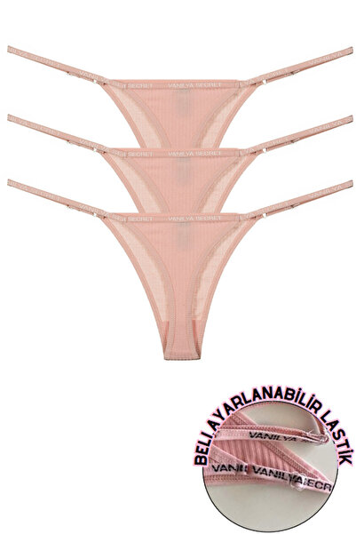 Vanilya Secret Pamuklu Beli Ayarlanır Kadın Tanga Külot 3'Lü Paket