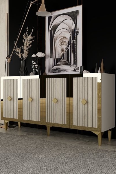 Dekortis Home Dekor 150DHDK4BTA LİNA LAZER PLEKSİ DESEN KONSOL ve TV SEHPASI,...