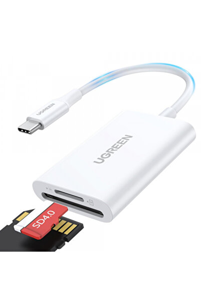Ugreen Cititor de carduri USB-C CM265, SD - microSD, Alb