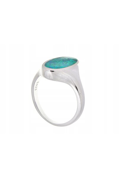NO BRAND Inel de argint placat cu rodiu, mărimea 14, cu opal de 23mm, cadou