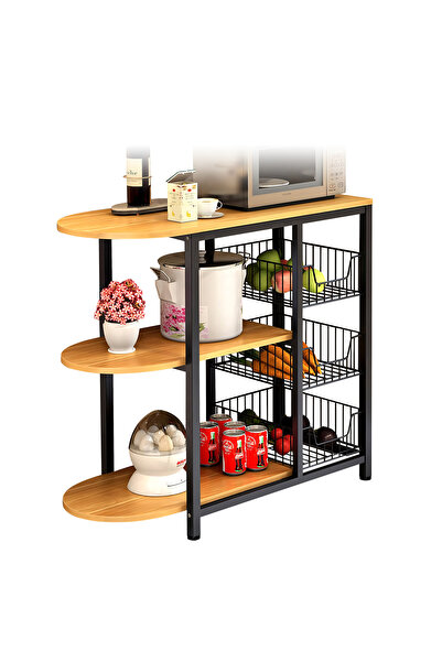 ArteLibre Ράφι Κουζίνας LOPOTA Δρυς/Μαύρο MDF/Μέταλλο 80x33x75εκ.