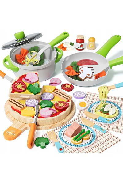 NO BRAND Set de bucătar de jucărie, accesorii alimente artificiale, pizza