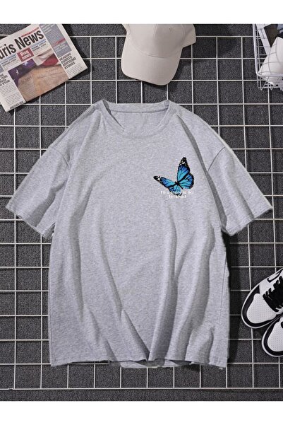 H&GHAMLEGİYİM Women's Oversize Butterfly Printed T-shirt