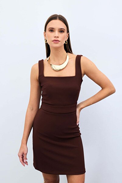 Sateen Şık Kare Yaka Crop Bluz