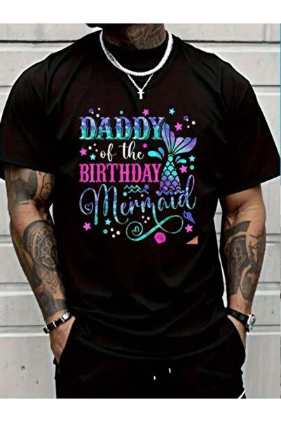 799 100% Cotton Casual Tshirt Daddy Of The Birthday Mermaid Bday Party Crew F...