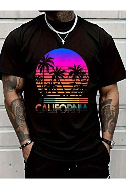 799 100% Cotton Casual Tshirt Retro Beach Tropical Californian Summer CA Cali...