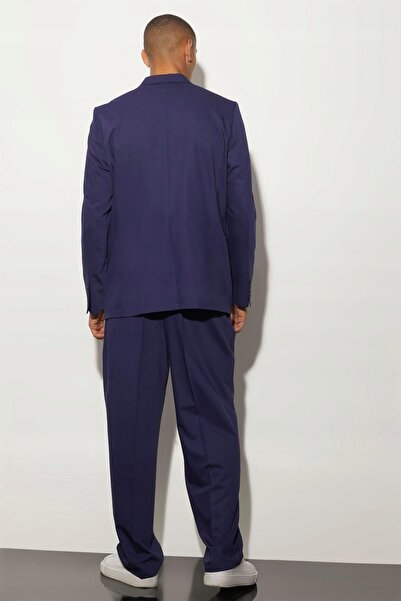 NO BRAND Sacou de costum clasic bleumarin, neted, drept, la două rânduri de n...