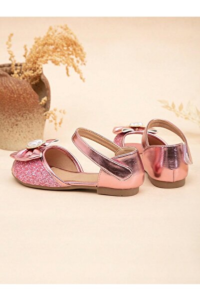 NO BRAND Sandale metalice roz, cu sclipici, cu fundă, Shein 38