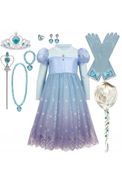 NO BRAND Rochie costum Elsa, Rochie de deghizare Elsa, Perucă, Bal, Carnaval,...