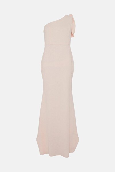 NO BRAND Rochie Roz Pudrat Maxi Netedă Asimetrică Clasic Coast 42