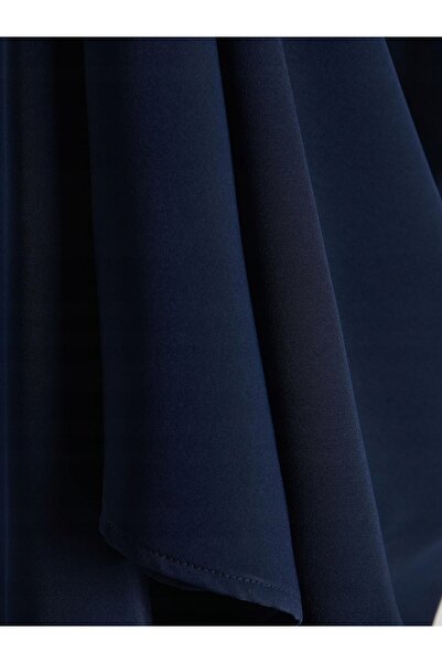 NO BRAND Rochie clasică bleumarin, lungime midi, cu decolteu căzut, de cockta...