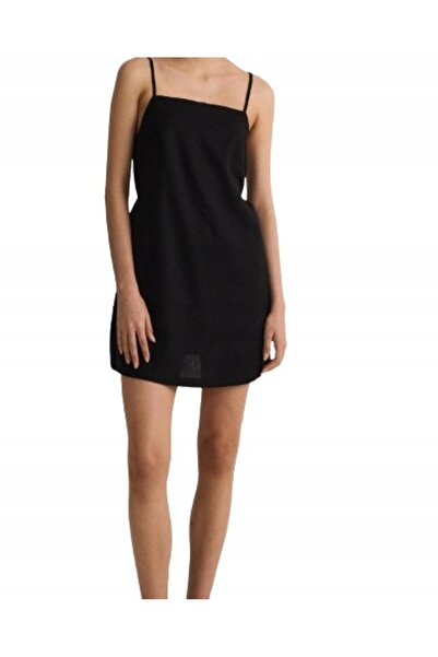NO BRAND Rochie mini neagră cu bretele, detaliu clasic cu fundă, mărimea XL.
