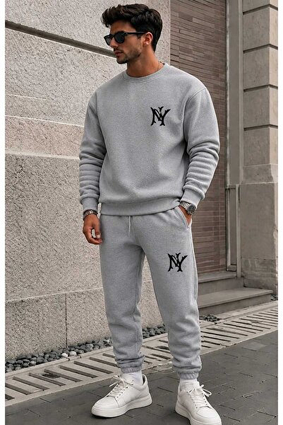YK WEAR طقم بدلة رياضية فاخرة مطبوعة بتصميم KEK NY مقاس كبير للجنسين