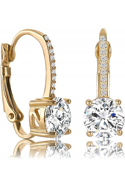 NO BRAND Cercei pentru femei cu pandantive cu diamante de 1 carat, aur de 18K...