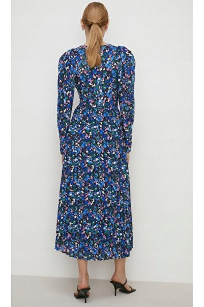 NO BRAND Rochie clasică multicoloră cu decolteu în V, lungime midi, Oasis 38