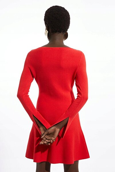 NO BRAND Rochie tricotată bronz, mini, mulată, cu mânecă lungă, Karen Millen S