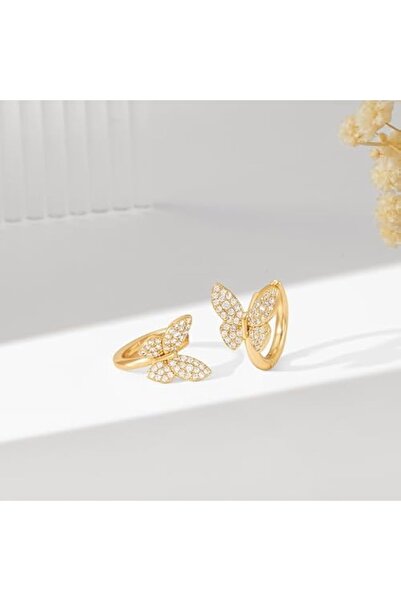 NO BRAND Cercei cerc mici din aur de 14K Vacrona cu zirconiu.