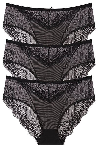papatya lingerie سراويل داخلية أنيقة ذات خصر متوسط الارتفاع مزينة بالدانتيل و...