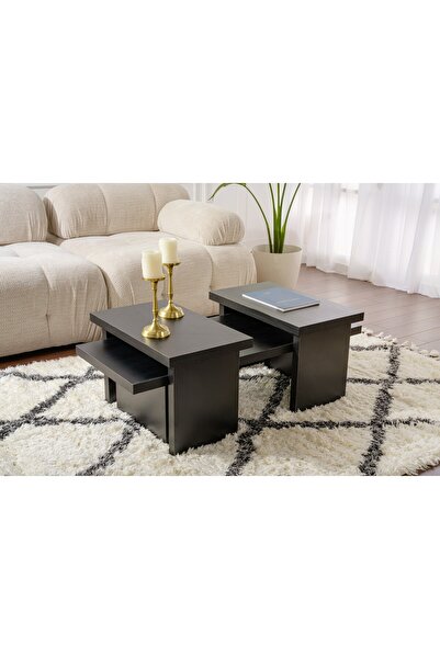 Rani Mobilya Rani Home Orta Sehpa Ahşap Desenli Siyah 110 Cm AB-5227