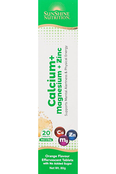 Sunshine Nutrition Calcium Mag Zinc Effervescent, 20 Tablets