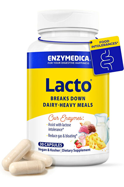 Enzymedica Lacto, Maximum Strength Formula For Dairy Intolerance Relieves Dig...