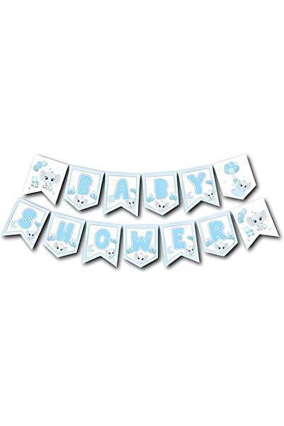 Yıldızan Mrt Shop Mini Party Store Zikzak Banner Baby Shower Blue Elephant, 8...
