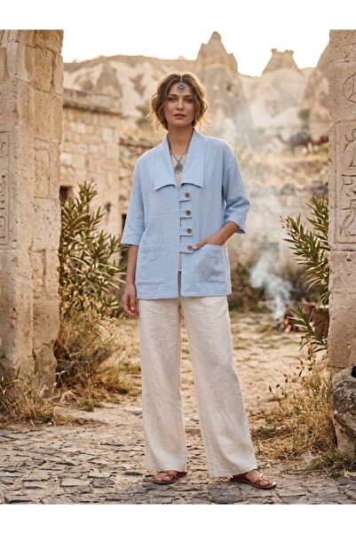 Han Tekstil Collection etamin dokuma kadın ince yazlık ceket