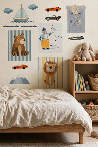MSticker Sailor and Car Themed Children's Room Poster Wall Sticker Set |   Self-Adhesive Decorative Post
