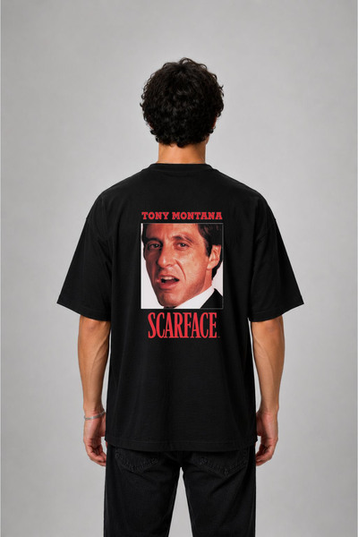 cesita Scarface majica sa otisnutim ranjenim licem, velika pamučna crna majica